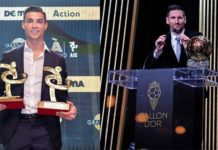 Cristiano Ronaldo menerima penghargaan sebagai pemain sekaligus penyerang terbaik Liga Italia musim 2018-2019. Lionel Messi menerima trofi Ballon d'Or 2019 (Twitter Juventus dan Barcelona)